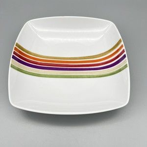 Studio Nova FESTIVE STRIPES Square Pasta Bowl 8" Y0817 Replacement Excellent EUC